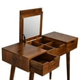 thumbnail image 6 of Lesuto Chestnut Foldable Mirror Table - Nordic Style, Wood, 1 Drawers, 6 of 12