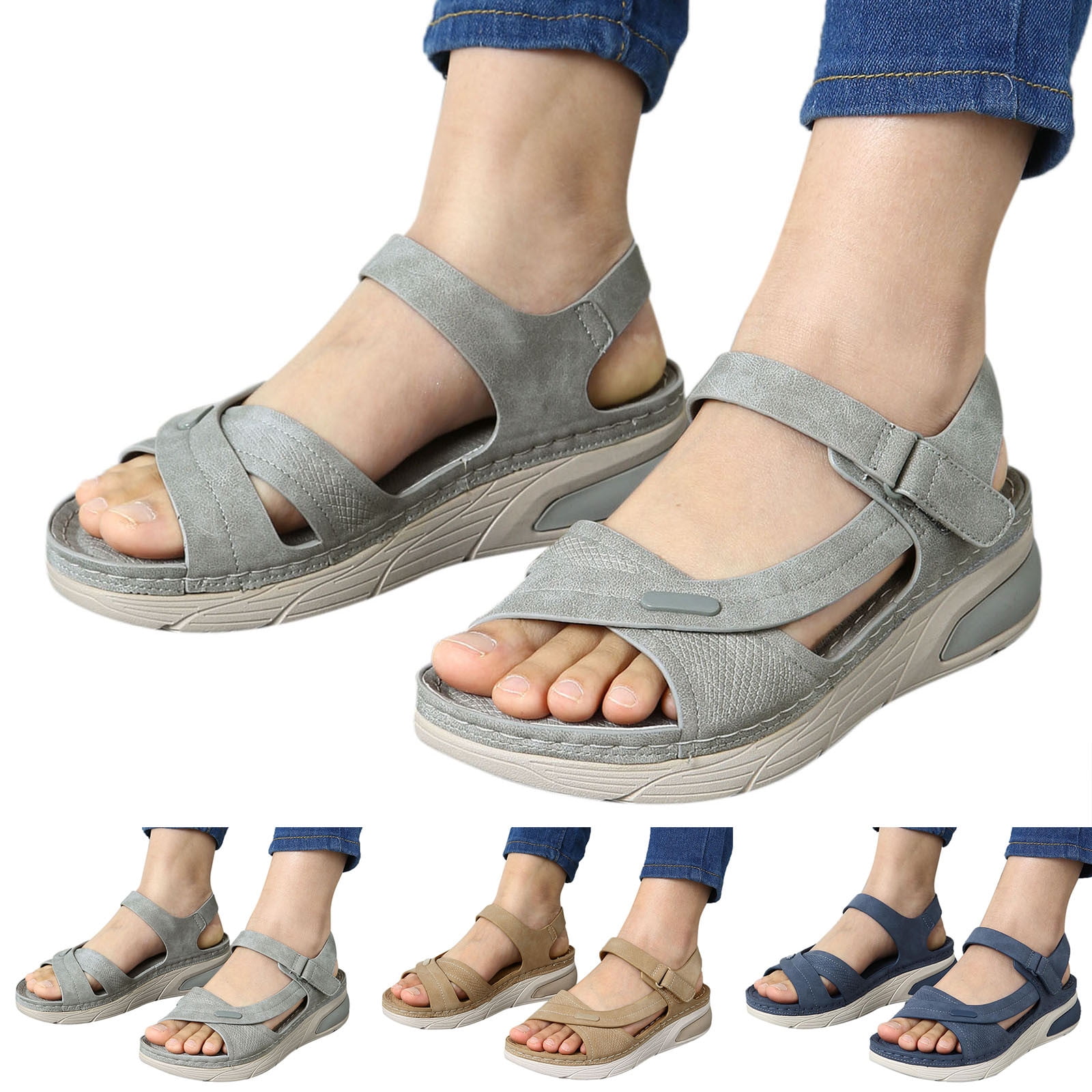 Akiihool Women's Sandals Wide Width Women's Gladiator Sandals Summer ...