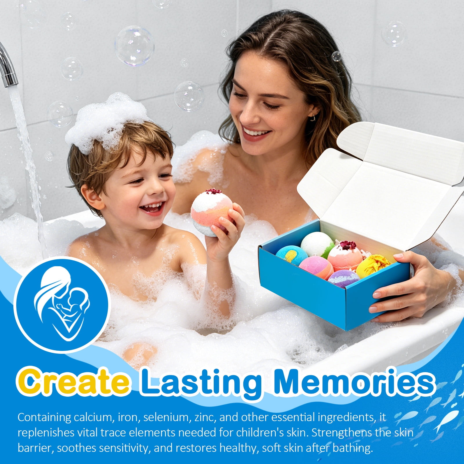 2 Pack Bath Bombs for Kids, 6 Pcs Bath Bombs with Surprise Toy inside, Natural & Organic