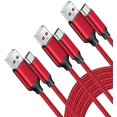 thumbnail image 1 of Cable USB tipo C Wosixima 3A de carga rápida, paquete de 3 m, rojo, 1 of 7