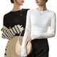 thumbnail image 4 of Camiseta básica de cuello redondo de algodón modal de primavera y otoño para mujer Camiseta interior de manga larga negra de otoño e invierno para mujer, 4 of 6
