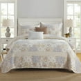 thumbnail image 3 of PANGUSHAN 3-Pieces Ivory Cream Floral Quilt Bedding Sets, King, 3 of 9