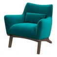 thumbnail image 1 of Gatsby Fauteuil à Accoudoirs Rembourré en Velours à Dossier Fixe Style Mi-Siècle Moderne, Turquoise, 1 of 7