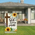 thumbnail image 3 of Remain Unique With God All Things Are Possible Linen Garden Flag with Sunflower and Cross Design for Spring Summer Home Outdoor Garden Yard Door Decor 12x18 inch, 3 of 5