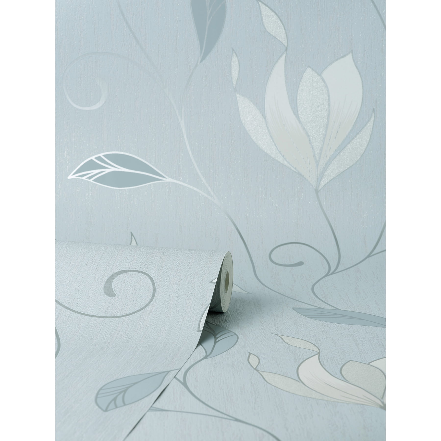 Fine Decor Synergy Light Blue Floral Wallpaper, 20.5-in by 33-ft
