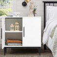 thumbnail image 3 of Storage Cabinet with Doors, White Accent Cabinet, Modern Free Standing Cabinet, Sideboard with Metal Base for Bedroom, Living Room, Kitchen and Office, 3 of 11