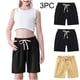 thumbnail image 1 of Odeerbi 2-10 Años Niños Niñas 3 Pcs Verano Algodón Lino Pantalones Cortos Entrenamiento Deportivos Cortos Lindo Color Sólido Pantalones Cortos Suaves Respirables, 1 of 9