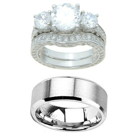 His  and Hers  Wedding  Ring  Set Matching Wedding Bands  for 