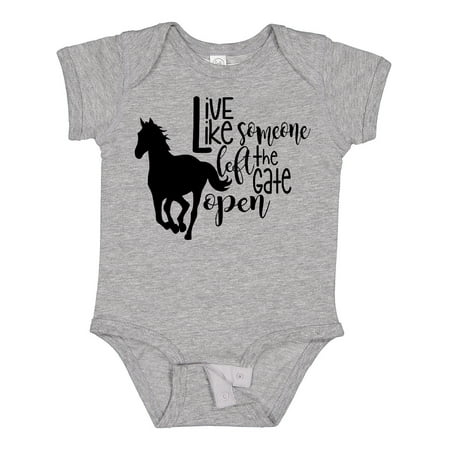 

Inktastic Live Like Someone Left the Gate Open Horse Silhouette Boys or Girls Baby Bodysuit