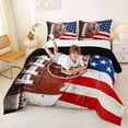 thumbnail image 3 of Erosebridal Kids Rugby Ball Games Queen Comforter Set,American Flag Pattern Monogrammed J Bedding Comforter Set,Reversible black,3-Piece, 3 of 7