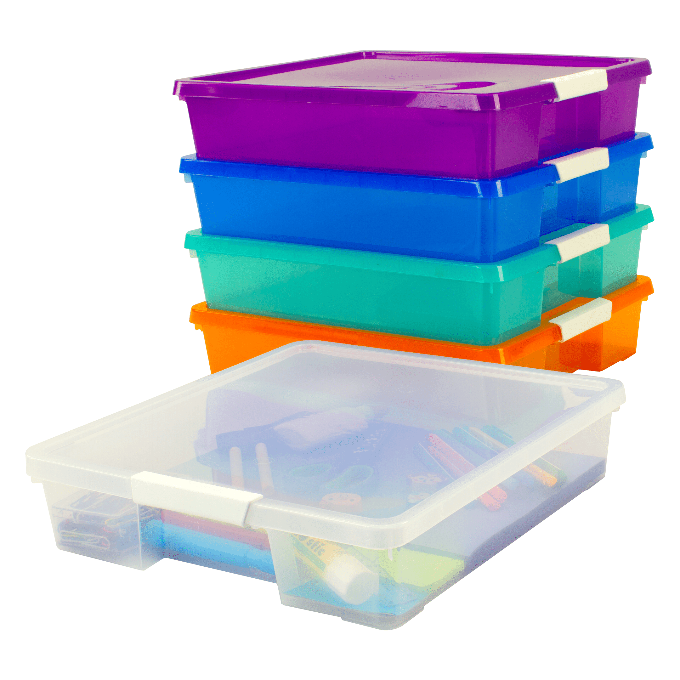 Wondertrail Plastic Craft Storage Containers 2.5 x 1.5 Tall Assorted Colors Pack of 4 Wonder