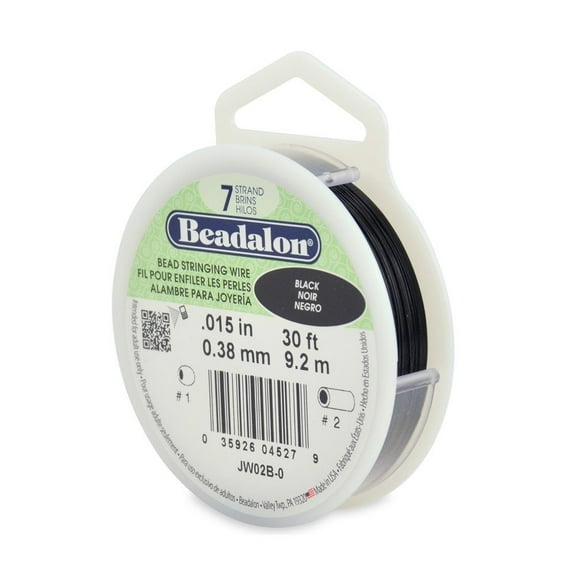 Black Beadalon Beading Wire .015" Thickness 7 Strand (30 Feet)