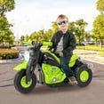 thumbnail image 3 of OLAKIDS Kids Motorcycle, 6V Electric Ride On Car with Automatic Bubble Function, Foot Pedal, Headlight, Music, 3 Anti-Skip Wheels Vehicle for Children, Toddler Ages 3+ (Green), 3 of 9