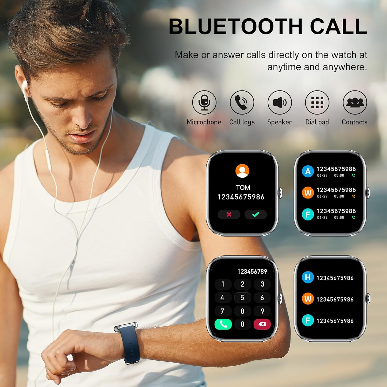 SupDevice Smart Watches for Women Men (Answer/Make Calls) Compatible with iPhone/Android Phones, 1.85" HD Screen Fitness Tracker Heart Rate Monitor 100+ Sports Tracker Watch Waterproof (Blue)