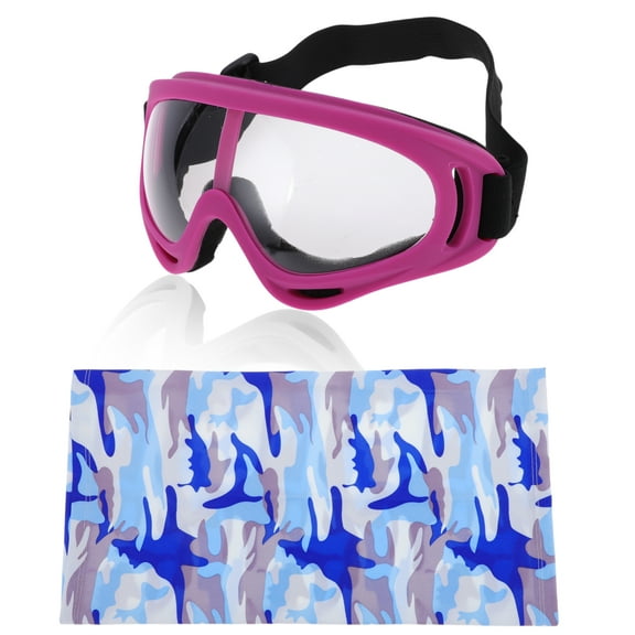 Unique Bargains 1 Set Motorcycle Riding Goggles PC PU Outdoor Sports Sunglasses for Motocross Dirt Bike ATV Transparent Lens Pink Frame