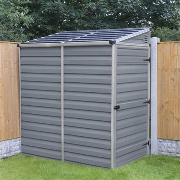 Garden Games Skylight Lean To Shed Metal Storage Sheds, 4 x 6 ft, Gray