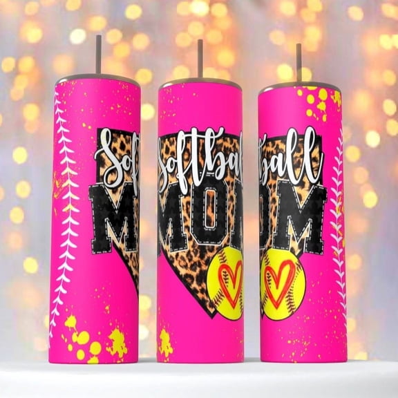Softball Mom Pink 20 oz sublimated insulated tumbler coffee cup hot cold beverages