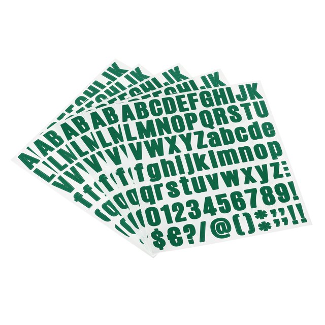 Unique Bargains Vinyl Self Adhesive Letter Number Sticker Decal Kit, Green 81 Piece 10 Sheets
