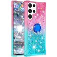 thumbnail image 3 of Glitter Case for Samsung Galaxy S23 Ultra (Not S23, Bling Sparkle Colorful Gradient Quicksand Waterfall Soft TPU Liquid Case Cover with Ring Stand for Samsung S23 Ultra LSJB-Pink Green, 3 of 14