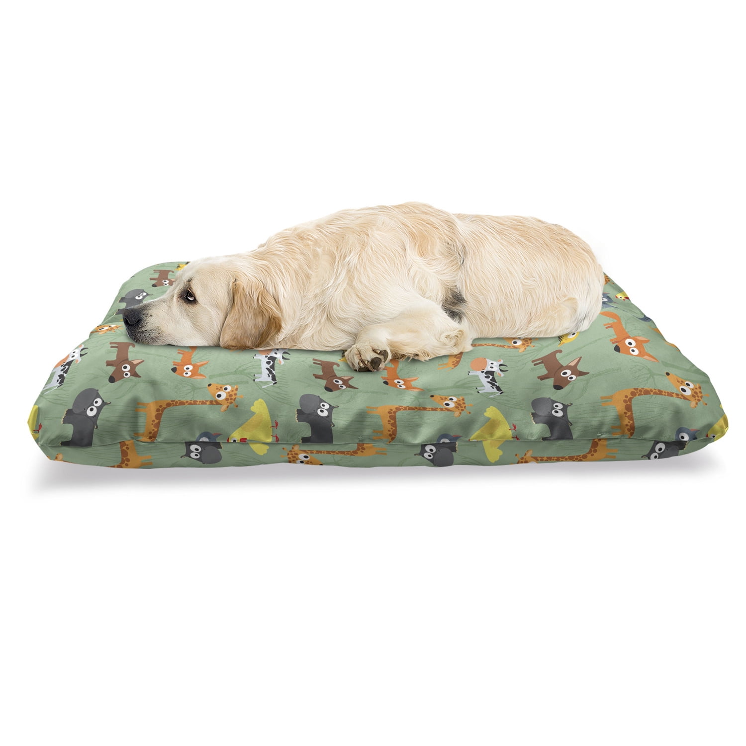 Cartoon Pet Bed, Animals Cat Fox Giraffe Cow Repetitive, Chew Resistant Pad for Dogs and Cats Cushion with Removable Cover, 24 Cartoon Pet Bed, Animals Cat Fox Giraffe Cow Repetitive, Chew Resistant Pad for Dogs and Cats Cushion with Removable Cover, 24