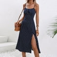 thumbnail image 4 of QUINDOS Womens Dresses 2025 Sundress Beach Square Neck Sleeveless Sun Dresses Summer Polka Dot Party Split Hem Knee Length Midi Womens Dresses, 4 of 7