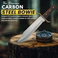 thumbnail image 2 of Full Tang Bowie Fixed Blade Hunting Knife 15 inch - Buck Knife with Leather Sheath for Men - Firm Grip Handle, Brass Guard with Carbon Steel Clip-Point Blade Knifes for Camping, Outdoor$$Other, 2 of 7