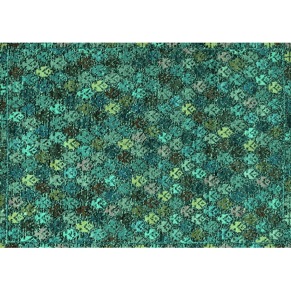 Ahgly Company Indoor Rectangle Abstract Turquoise Blue Modern Area Rugs, 2' x 5'