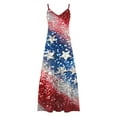 thumbnail image 4 of American Flag Printed Dress for Women A-Line Spaghetti Strap Sundress Deep V-Neck Maxi Tank Dresses Independence Day Patriotic Dress Baggy Boho Summer Beach Vacation Outfits, 4 of 5