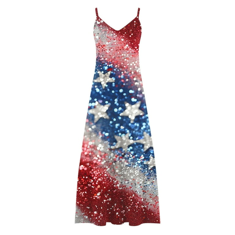 chinese dress ladies Womens Summer Sleeveless Dresses 2024 4th of July USA Flag Sundress Loose  Casual Long Dress Sexy Side Split Maxi Dress at Amazon Women's Clothing  store