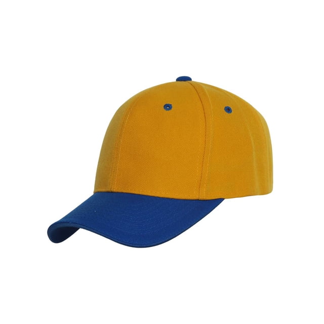 Two-Tone Adjustable Baseball Cap, Yellow Blue