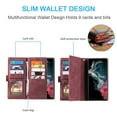 thumbnail image 3 of Dteck Wallet Case for Samsung Galaxy S23 Ultra,Magnetic Handbag Zipper Pocket PU Leather Cover Flip with 9 Card Slots and Wrist Strap Folio TPU Inner Stand Case,Winered, 3 of 8