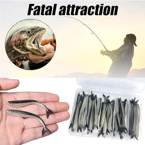 Fishing Soft Plastic Lures, Paddle Tail Swim Baits for Bass Fishing,Paddle Tail Swimbaits for for Bass Trout Walleye Lures, 30/50pcs Soft Plastic Baits with Box