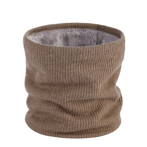 AWZXDE Womens Double Layer Knit Scarf with a Solid Color Interior and High Neck Design for Enhanced Warmth and Comfort in Cold Weather Khaki,One Size