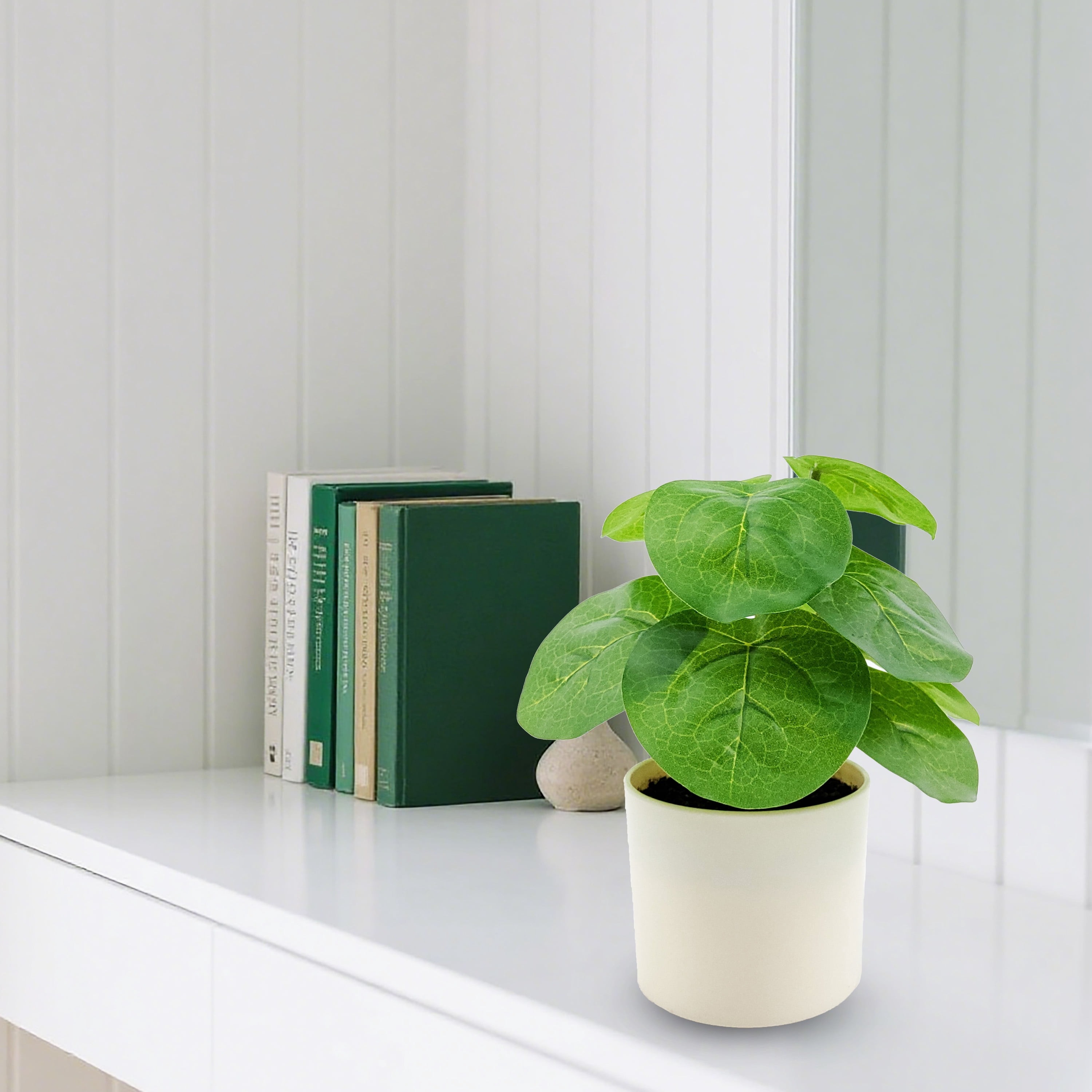 Mainstays Indoor Artificial 7in Money Plant in Pot, Green Color.