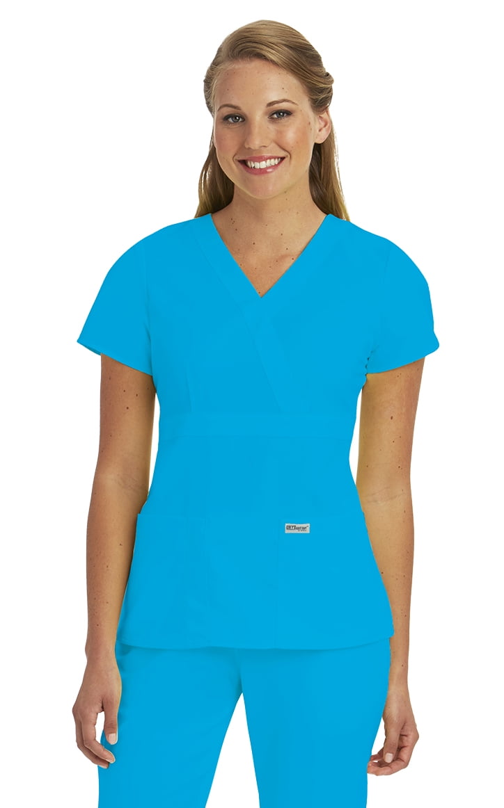 Grey's Anatomy Women's 4153 3 Pocket Mock Wrap Scrub Top
