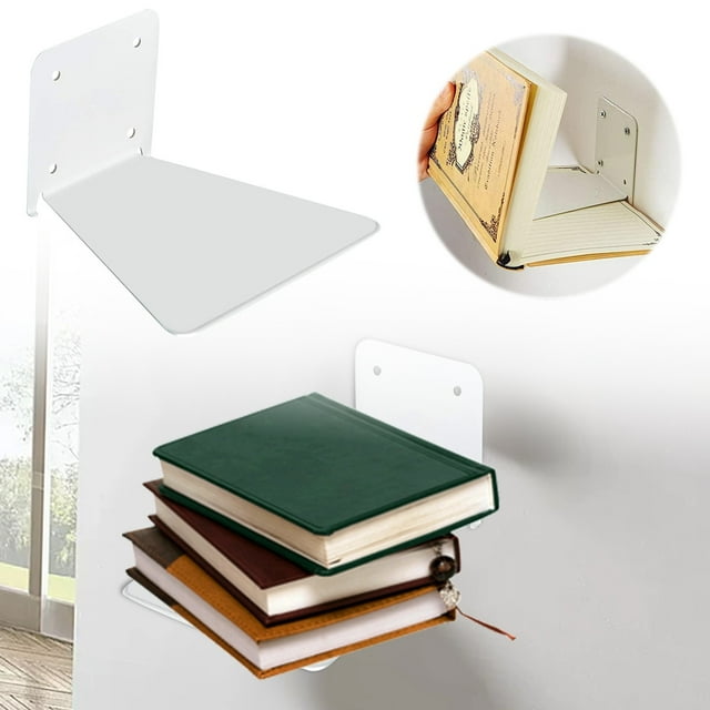 Estantería flotante moderna en blanco, montaje en pared de metal, diseño minimalista, ahorra espacio, fácil instalación, para libros, decoración, salón, dormitorio, oficina en casa