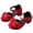 Red, variant on Girls Dress Shoes, Hook and Loop Strap Closed Toe Low Heel Fall Kids Flat Shoes Red Size 11(Little Kids)