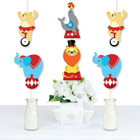 Big Dot of Happiness Carnival - Step Right Up Circus - Lion, Elephant, Sea Lion, Bear Decorations DIY Carnival Themed Party Essentials - Set of 20