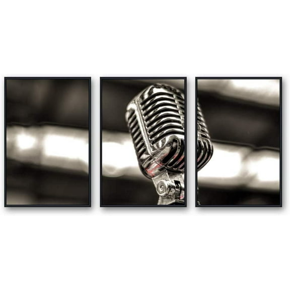 IDEA4WALL Framed Canvas Wall Art for Living Room, Bedroom Microphone Canvas Prints for Modern Home Decoration Ready to Hang