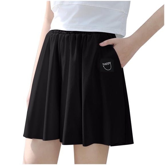 Avrntaa Girls Summer Loose Shorts Solid Elastic Waist Athletic Shorts Summer Beachwear Shorts for 3-15Y