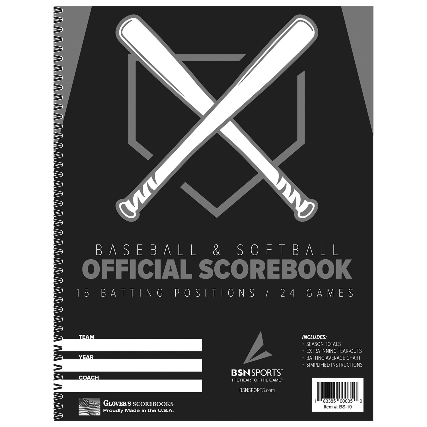 BSN SPORTS Baseball and Softball Official Scorebook (15 Batters / 24 Games)