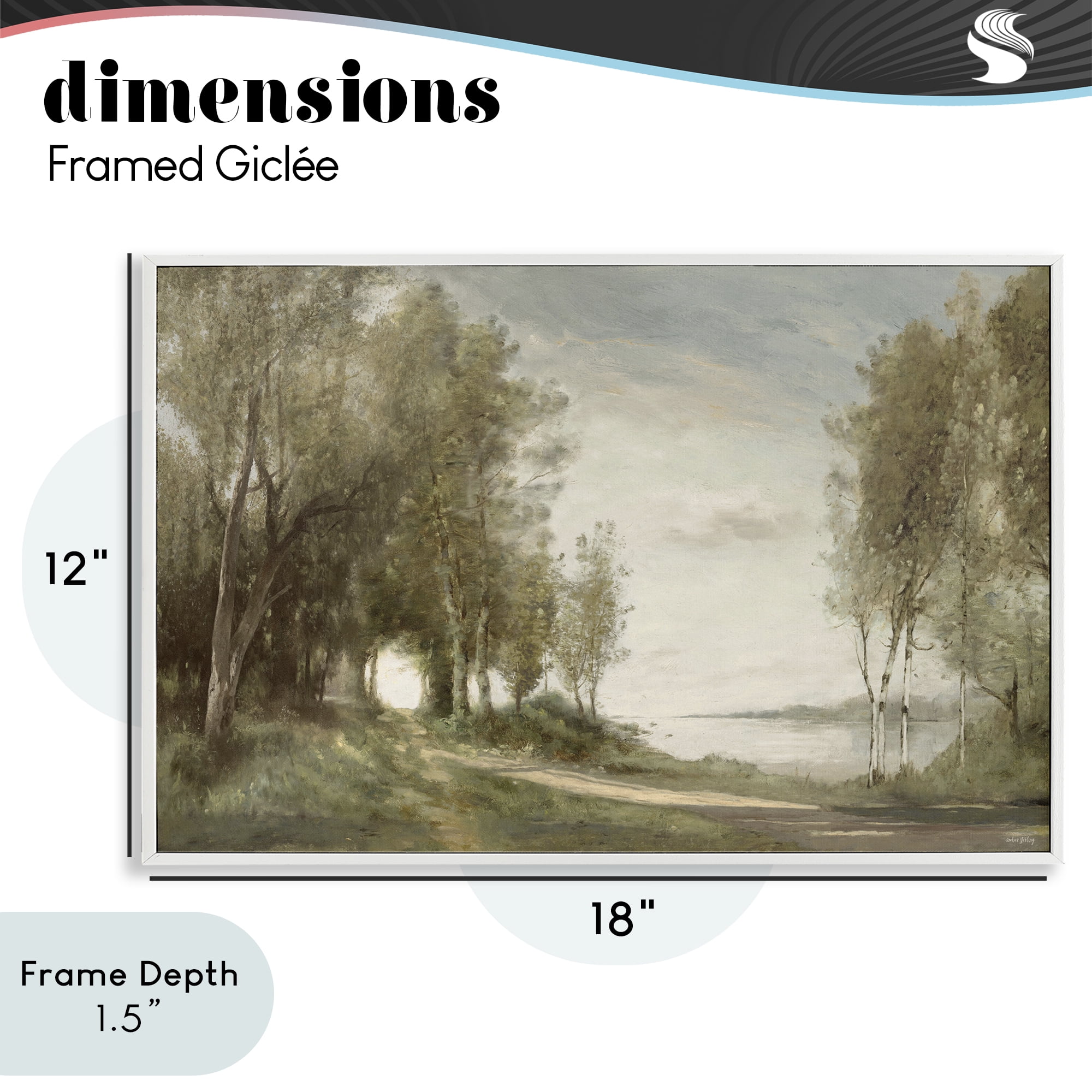 Stupell Industries Tranquil Lakeside Path White Framed Giclee Art, design by Amber Sterling