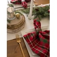thumbnail image 3 of CC Home Furnishings Set of 6 Red and Green Plaid Patterned Napkins 20", 3 of 8