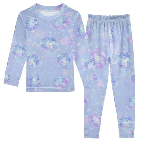 joogoo Sparkling Disco Balls 2 Piece Long Sleeve Tee and Pants Cotton Pajama Set 5Y