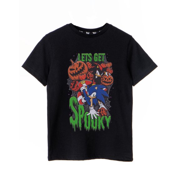 Sonic the Hedgehog Let's Get Spooky Boys Black Short Sleeved T-Shirt | 13-14 Years | Made by Vanilla Underground