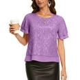 thumbnail image 1 of Craaazy Women's Sparkle Short Sleeve Top with Scallop Hem and Round Neck Gifts, 1 of 8
