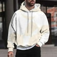 thumbnail image 2 of Men's Oversized Hoodies Drawstring Pullover Sweatshirt with Hood Geometric Graphic Long Sleeve Pockets Hooded Shirt (White 3XL), 2 of 5