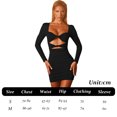 thumbnail image 3 of Vestido ajustado sexy ahuecado para mujer Mini vestidos de malla fruncida para salidas nocturnas en el club (negro), 3 of 5
