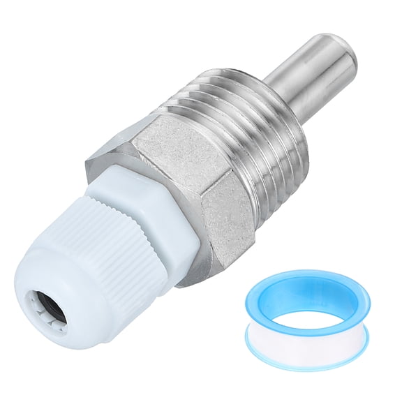 Uxcell G1/2 Thermowell Weldless, 304 Stainless Steel 8mm Dia Temperature Sensor Thermowell with 30mm Cable Gland and Tape for Home Brewing Beer Fermenter, White