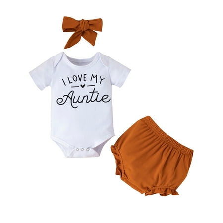 

Dooleck Infant Clothes for Baby Girl Newborn Onesies Toddler Girl Shorts Summer Auntie Bodysuit